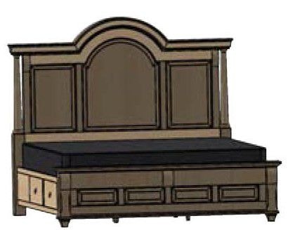 MAVIN Bedroom Bartletts Island Arched Panel Bed with Both Side Drawers